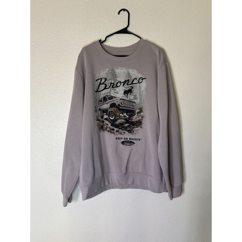 Ford Bronco Crewneck Sweatshirt XL, Gray/Purple, Ford Truck Crewneck